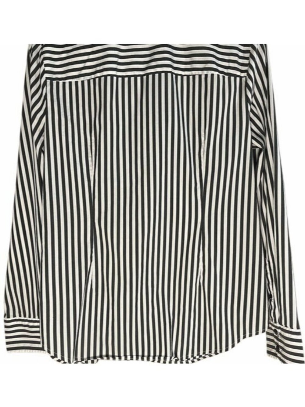 Worthington Button Up Collared Cuffed Long Sleeve Shirt Black White Striped (L) - Picture 15 of 16
